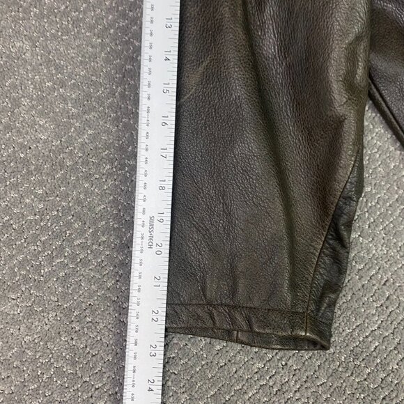 Eddie Bauer Leather Jacket Men's Large Short Brown Distressed Full Zip Bomber - Picture 13 of 15